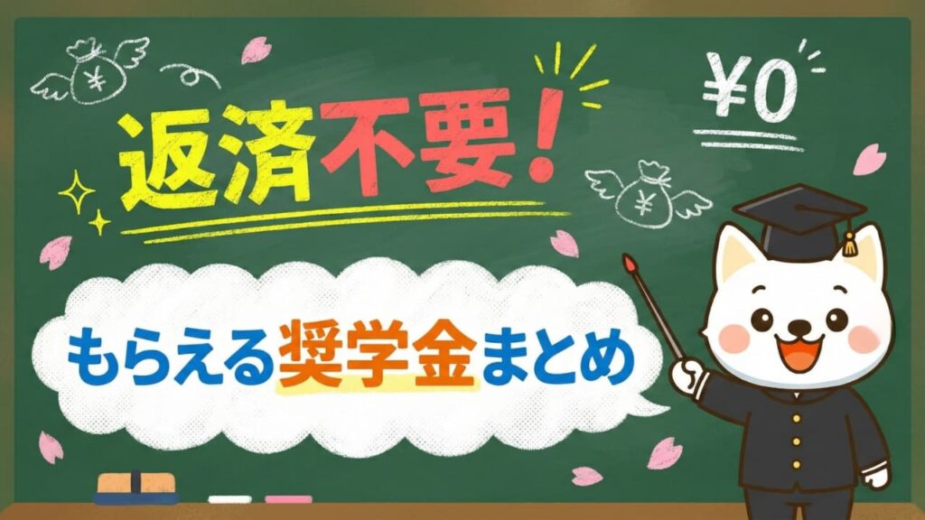 返済不要の給付型奨学金まとめを案内する犬先生のサムネイル画像